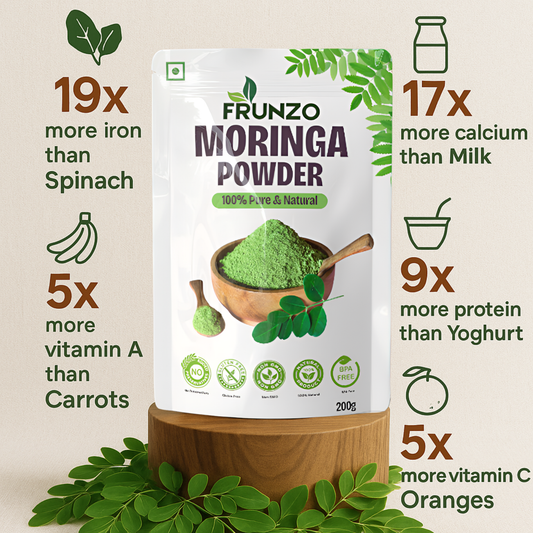Frunzo Organic Moringa Leaf Powder For Weight Loss, Powerful Vitamins & Antioxidants  (200 g)